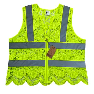 Lace Safety Vest - Reflective High Visibility ANSI Class 2 - Stylish Mesh Workwear for Women & Men - in Neon Yellow, Pink, Orange and Black
