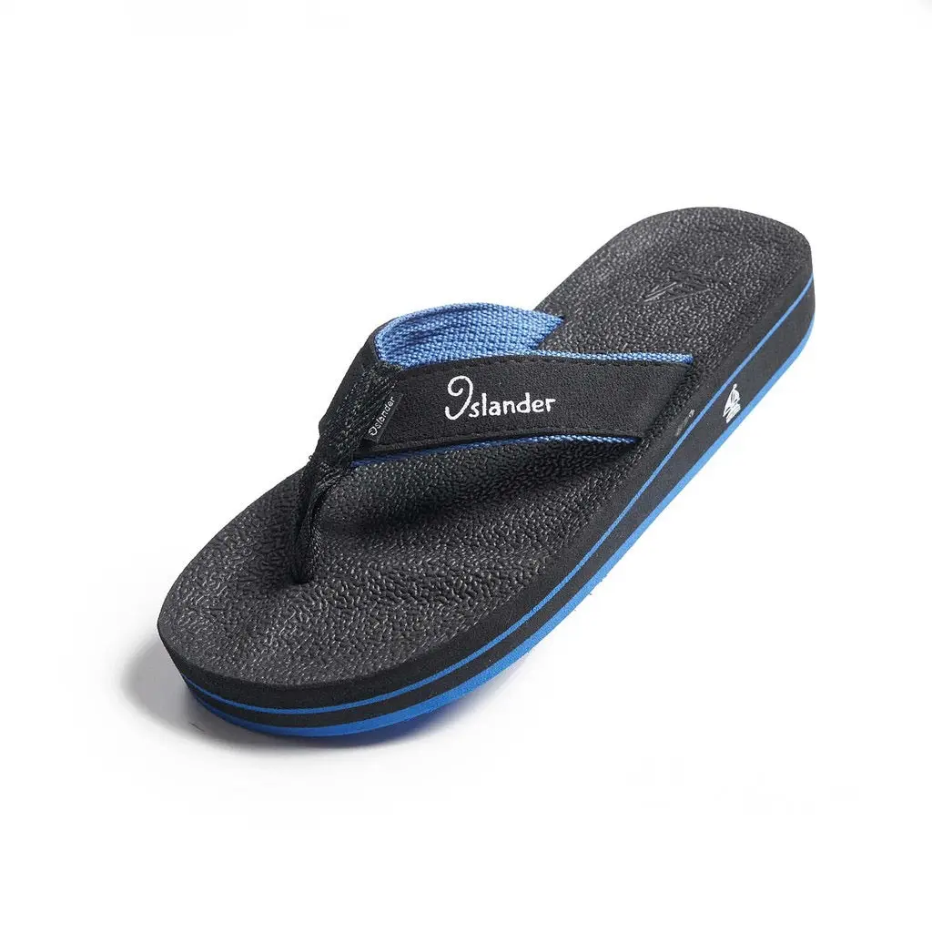 Flip Flop Sandals with Durable EVA Sole, Lightweight Casual Footwear for Indoor/Outdoor Wear, Made in The Philippines - Black / Blue, Shoe, Flat Heel, Open Toe