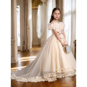 [Mysterious Dress] Elegant Middle Eastern Dress Girls|   Classic Design with Train|   Perfect Birthday Celebrations