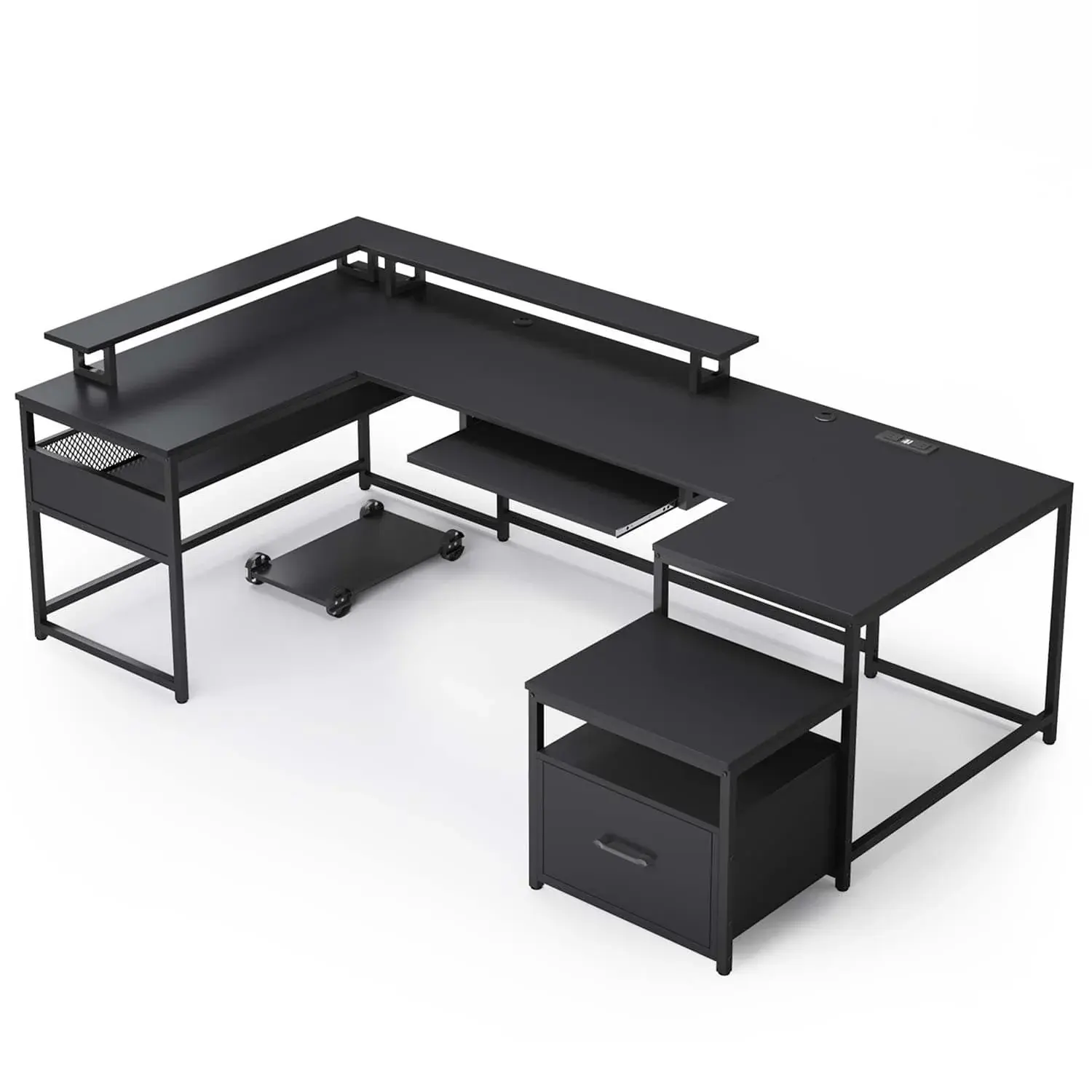 101.5 Inches U Shaped Reversible Computer Desk Black