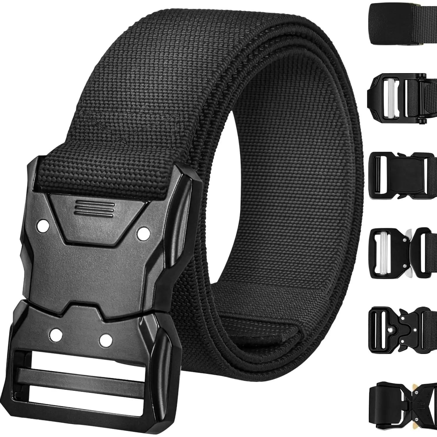 Men's Heavy-Duty Adjustable High-Strength Webbing Tactical Belt - Quick Release Duty Belt for Military, Work Use