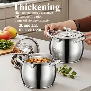 Set of Stainless Steel Containers Featuring a Detachable Fine Mesh Strainer And a Dust Cover - Perfect for Preparing, Storing, And Straining Soups, Broths