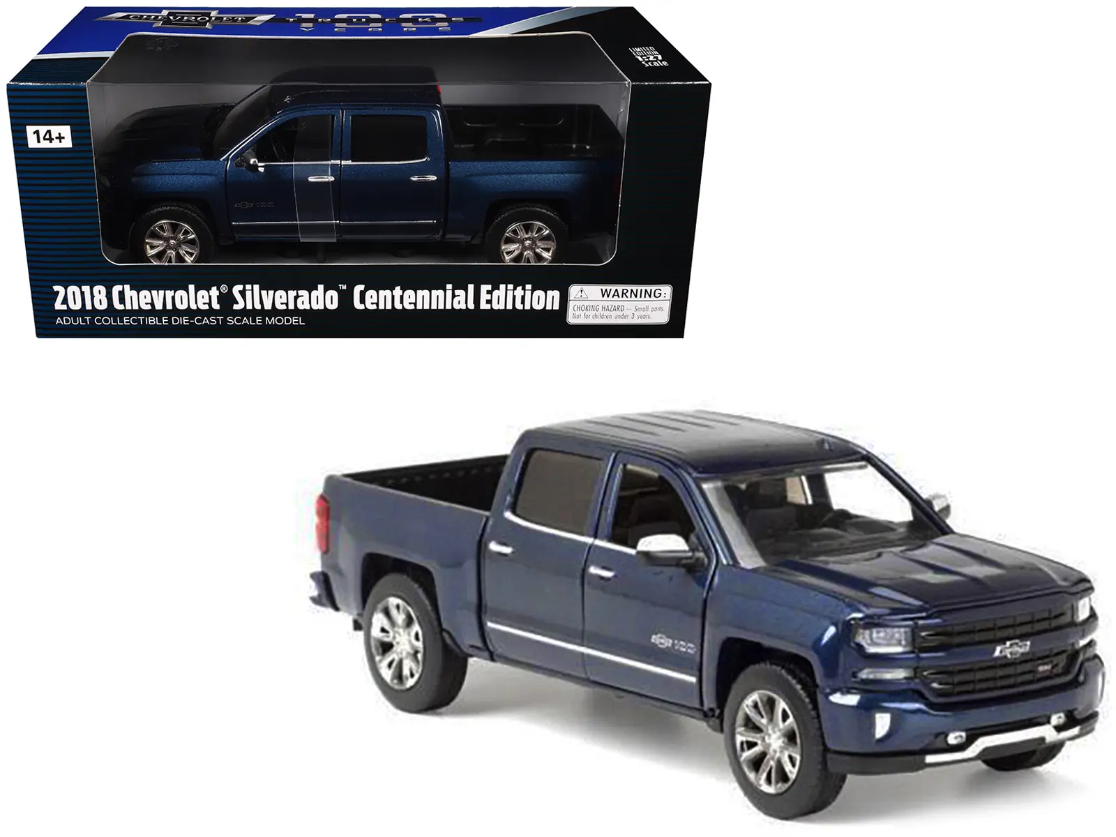 2018 Chevrolet Silverado LTZ Truck Centennial Edition Blue Metallic "100 Years Anniversary" 1/27 Diecast Model Car by Motormax