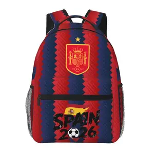 High Capacity Soccer2026 Backpack 2026 World Football Laptop Backpack Spanish Players All-Over Print School Bookbag Shoulder Bag for Daily Travel & Daypack