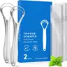 Tongue Scraper for Adults (2 Pack), Reduce Bad Breath, Metal Tongue Scraper, Tongue Cleaner, Tongue Scraper, Stainless Steel Tongue Scraper, Tongue Cleaner for Adults, Tongue Scrubber