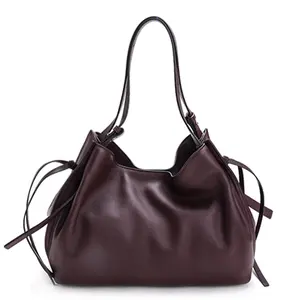 【Small Size】Lux Calfskin Slouchy Underarm Bag with immovable organizer