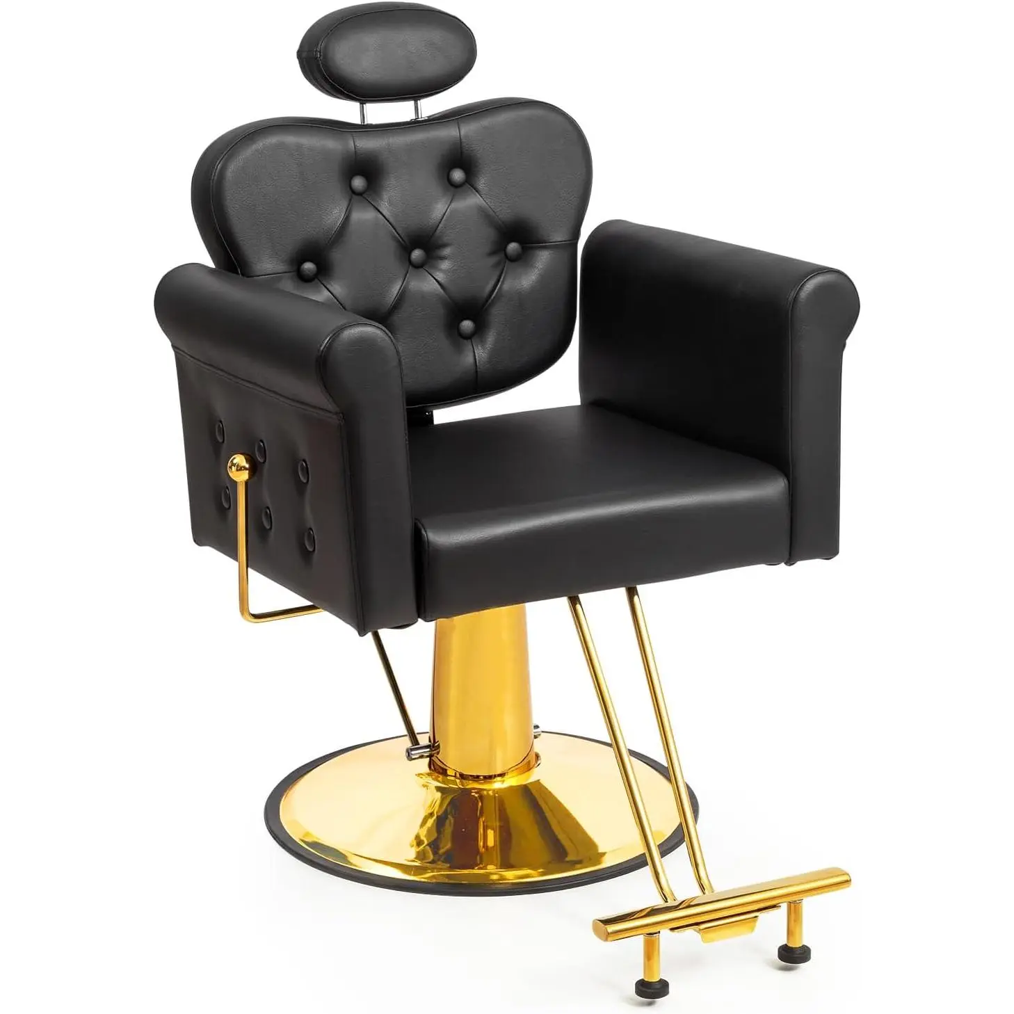OmySalon All Purpose Salon Chair with Reclining Back & Tufted Button, Stylist Chairs for Salon, Barber Chair Heavy Duty Hair Chair for Braiding Makeup Threading Waxing Hairdressing Chair Salon Furniture