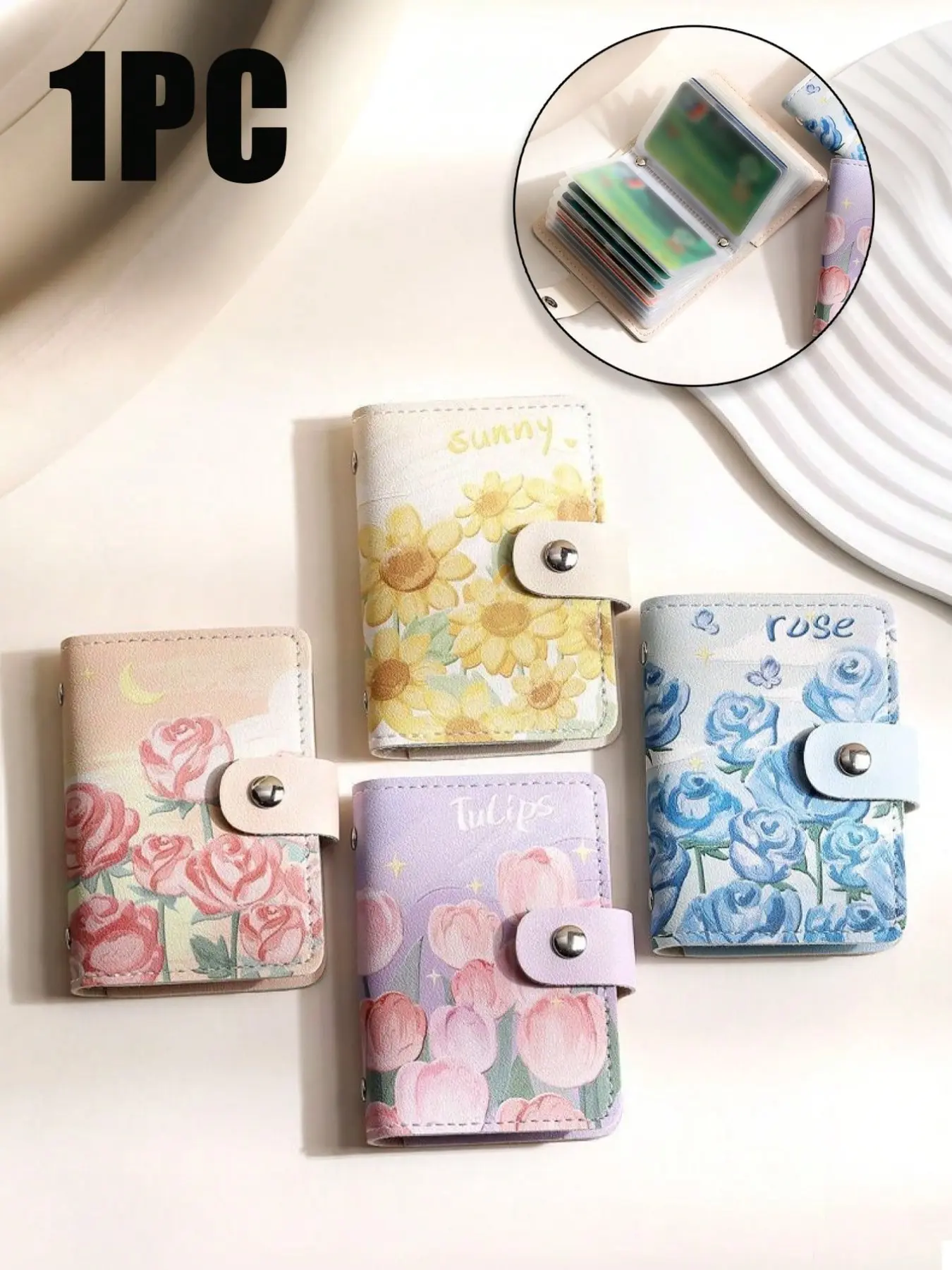 Vintage Floral Card Holder, Elegant Design, Large Capacity, Small Size, Perfect for Driver's License, Business Cards, Bohemian Style Gift
