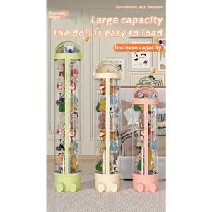 Doll storage bucket, transparent storage tube for plush toys and dolls, storage basket for organizing children's stuffed toys, zipper style, High Capacity Storage