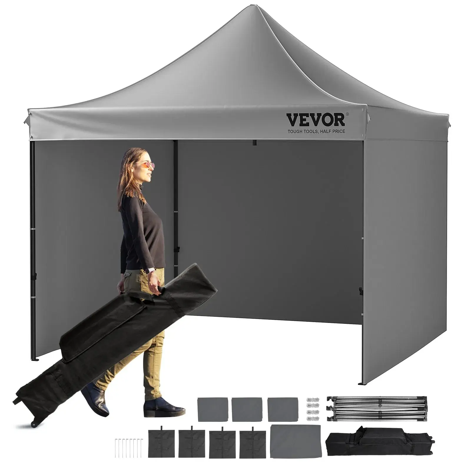 VEVOR 10x10 FT Pop up Canopy with Removable Sidewalls,  Instant Canopies Portable Gazebo & Wheeled Bag, UV Resistant Waterproof, Enclosed Canopy Tent for Outdoor Events, Patio, Backyard, Party, Camping