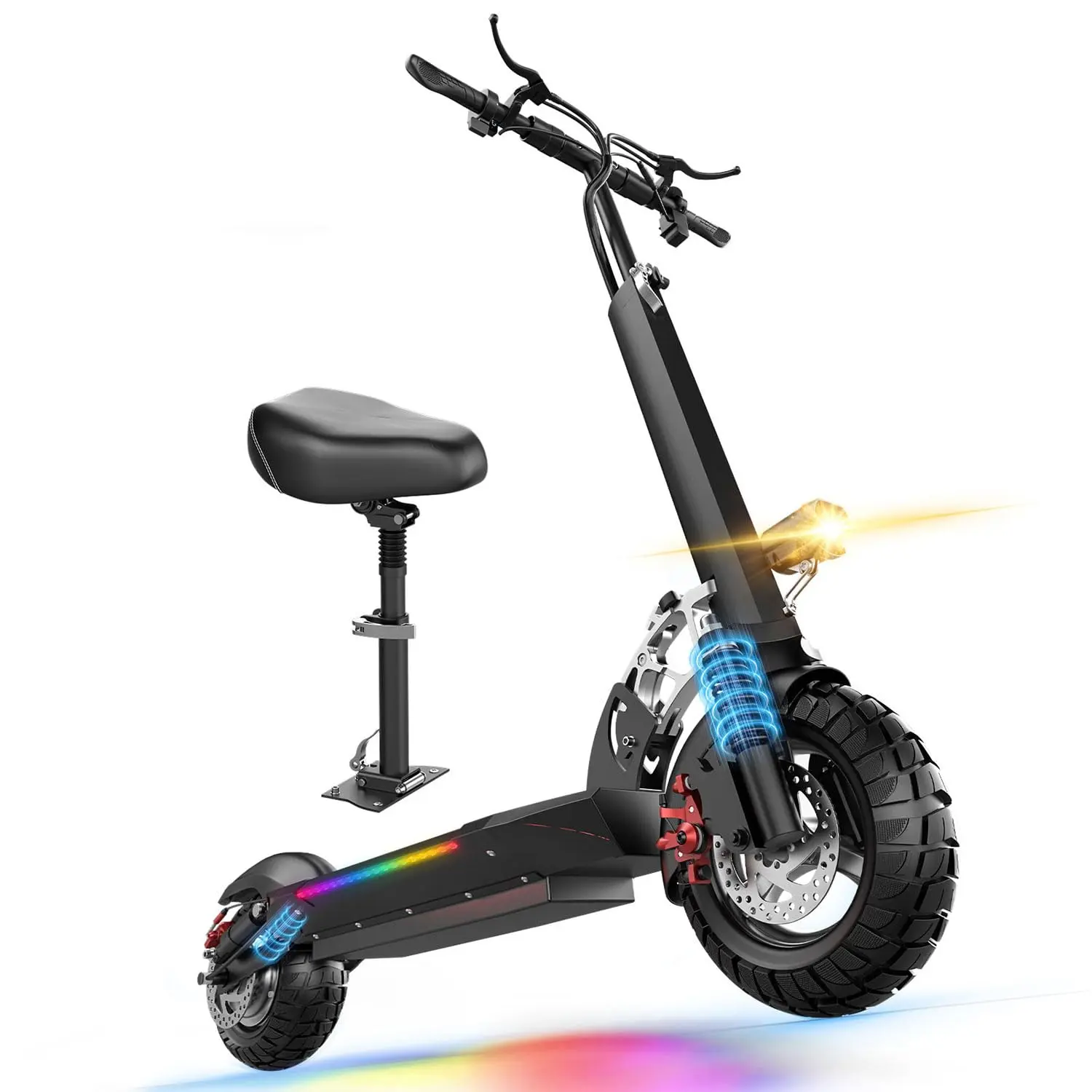 Electric Scooter for Adults with Seat, 1500W Peak Motor, 26Mph 45 Miles Range Foldable Sport Scooter with 48V 13AH Battery, Dual Suspension, 10" Heavy Duty 300+ lbs Commuter E Scooter