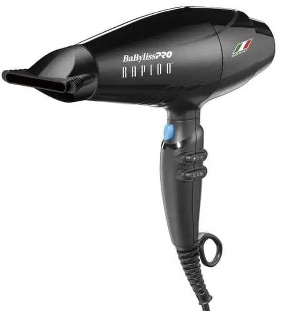 Conair BaByliss Pro Nano Titanium Italian Professional Hair Dryer with High-Speed Ferrari Engine, Lightweight & Fast-Drying, 5000-Hour Motor, Black