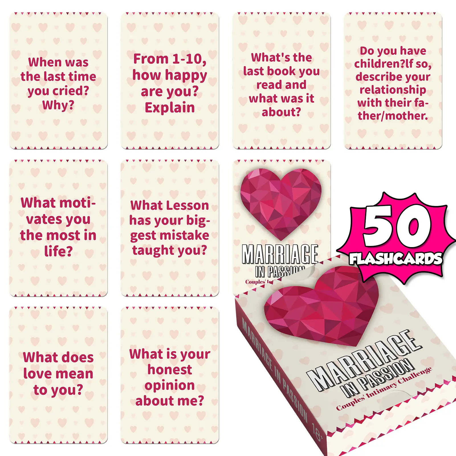 50 Couples Game Cards Tabletop Board Game Props, Versatile Fun Activities for Date Night, Ideal for Enhancing Couple Bonding Experiences, Tabletop Games