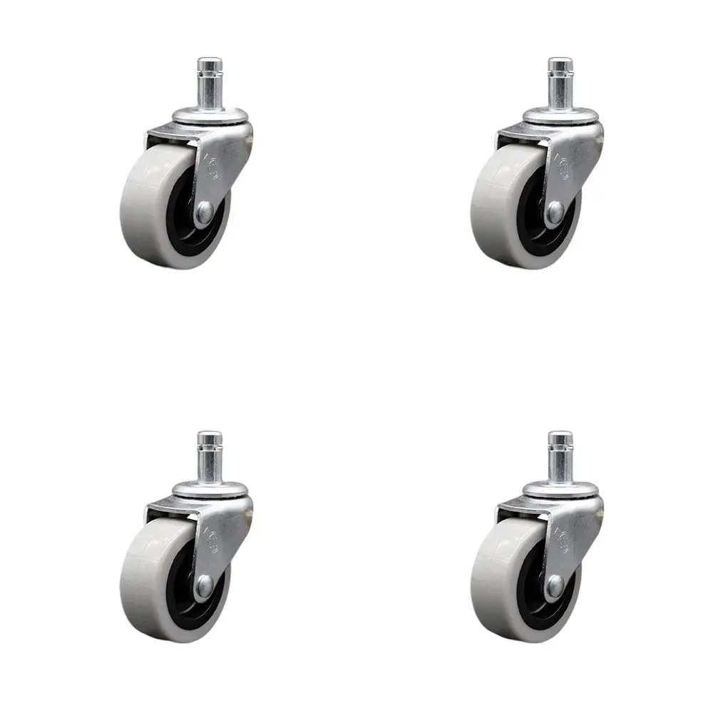 212 MAIN SCC-GR05S210-TPUS-71678-4 Light Duty Swivel Type 2 in. Polyurethane Caster Wheels (Office Chair, Furniture Moving) with 0.43 in. x 0.875 in. Grip Ring Stem, Dual Bearings - Set of 4, Office Chair Wheels, Furniture Moving Wheel