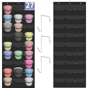 Hat Rack for Baseball Caps, 27 Pockets Over The Door Baseball Hat Organizer, Fitted Hat Storage for Closet Wall Mount Bag With Large Pockets & 3 Hooks, Hat Holder Hanger Organization to Display Caps