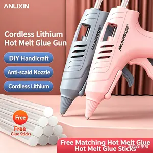 Upgraded DIY hot glue gun, suitable for home and outdoor use, with long battery life. The new USB rechargeable wireless hot glue gun also comes with ten hot glue sticks.