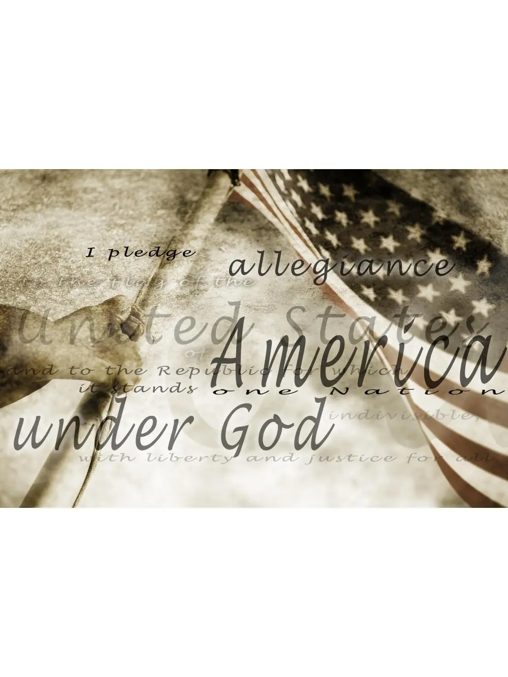 The Pledge of Allegiance & American Flag Paper Poster Print by Chris & Kate Knorr - 36x24 in Large Home Decor Wall Art, Precision Print Gift