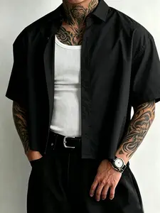 Men's Summer Casual Short Sleeve Button-Down Shirt, Loose Fit, Street Style, Versatile Layering Top, Essential for Daily Commute