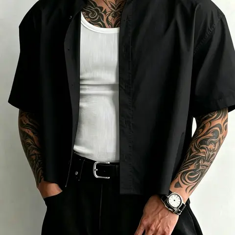 Men's Summer Casual Short Sleeve Button-Down Shirt, Street Style, Versatile Loose-Fit Layering Top, Essential for Daily Commute