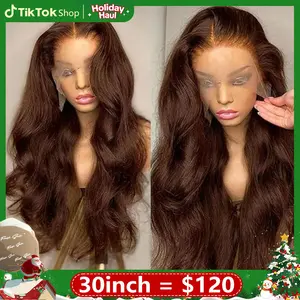 Bling Hair 13x6 13x4 Hd Pre Plucked Lace Chocolate Brown Color Wig Human Hair 34 Inch Lace Front Wigs Human Hair Pre Plucked With Baby hair Colored Hd Lace Frontal Wigs For Black Women TikTokShopHolidayHaul