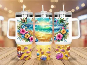 40oz Tumbler, Quencher, Quencher Tumbler, Travel Mugs, Travel Cup, Vacation Cups, Vacation Tumbler, Beach Tumbler, 40 oz Tumbler, Handmade