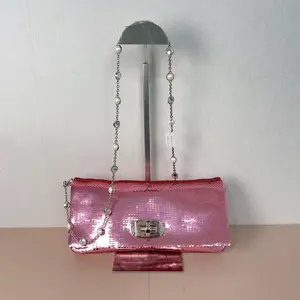 Pre-owned miu miu Leather Shoulder Bags Crystal Sequin Shoulder Bag qiqimq058