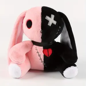 25Cm/9.84In Creepy Gothic Bunny Plush Toy, Spooky Stuffed Bunny, Adorable Horror Doll, Eerie Rabbit Plush for Halloween, Easter, Christmas, And Birthday Presents interactive dreadful plushies