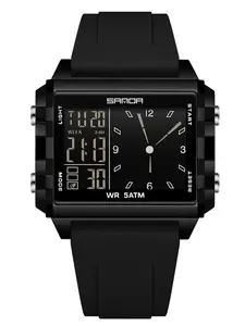 SANDA Fashion Electronic Watches for Man Luminous Calendar Waterproof Clock Outdoor Sports Casual Ladies Digital Wristwatch, Durable Watch, Waterproof Quartz Analog Watch, Fashionable Luminous, Luminous Dial, Trendy All-match & with Box