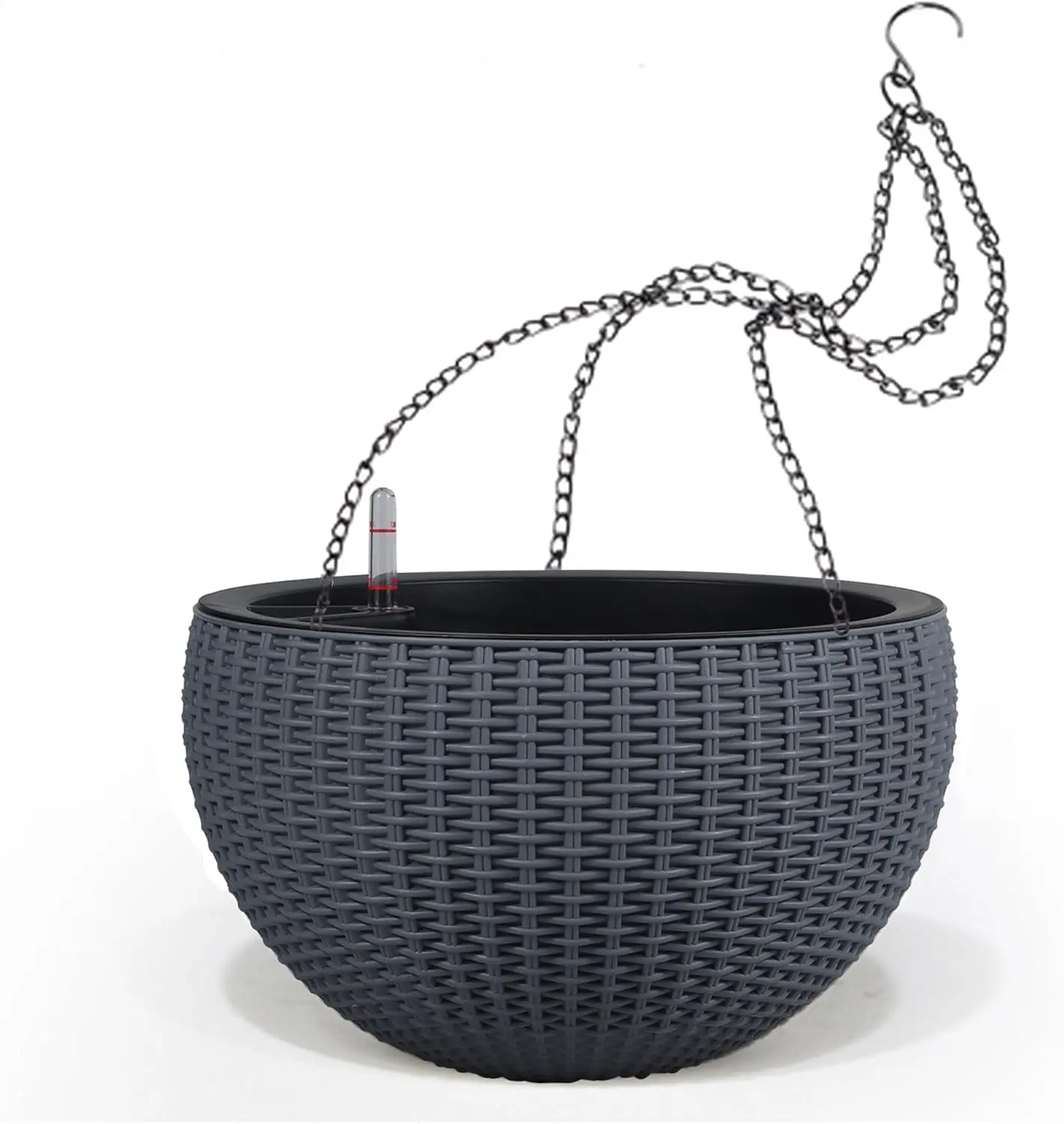 13.5 Inch Large Self Watering Hanging Planters Indoor Outdoor, Thickened Hanging Basket Flower  Pot with Water Level  (Gray)