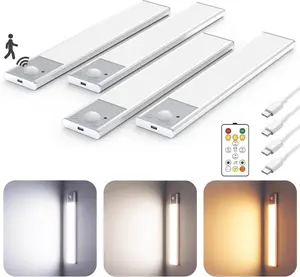 16in Under Cabinet Lighting with Remote, LED Motion Sensor Light Indoor, Rechargeable Closet Lights Wireless, Dimmable, 3 Color Temps，apply for Kitchen,Wardrobe,Pantry, Closet,Bathroom,Stairs,Sink Cabinet,Garage,Father's Day Gift