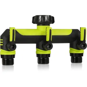 Garden Hose Splitter 3 Way, 3/4" Outdoor Faucet Splitter, Tap Connector with /Off Valves and Extended Handle, Tap Adapter Garden Hose Connector for Garden Outdoor  - Greens