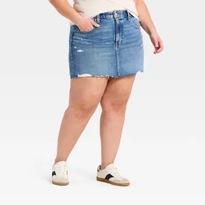 Women's Mid-Rise Micro Mini Jean Skirt - Universal Thread Vintage Medium Destroy 30