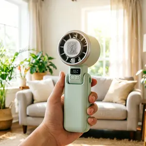 Rechargeable Handheld Fan with Cooling Plate, 5 Speed Personal Mini Fan with Quiet Turbo Airflow, Digital Battery Display, Foldable Desk & Neck Fan, Portable Travel Fan for Office, Outdoor, Camping, Hot Weather, Summer Essentials