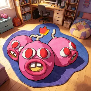 Cartoon Bomb Funny Shape Rug, American Street Style Bedroom Bedside Mat, Anime Theme Gaming Room Non-Slip Carpet, Child Game Room Decor Rug