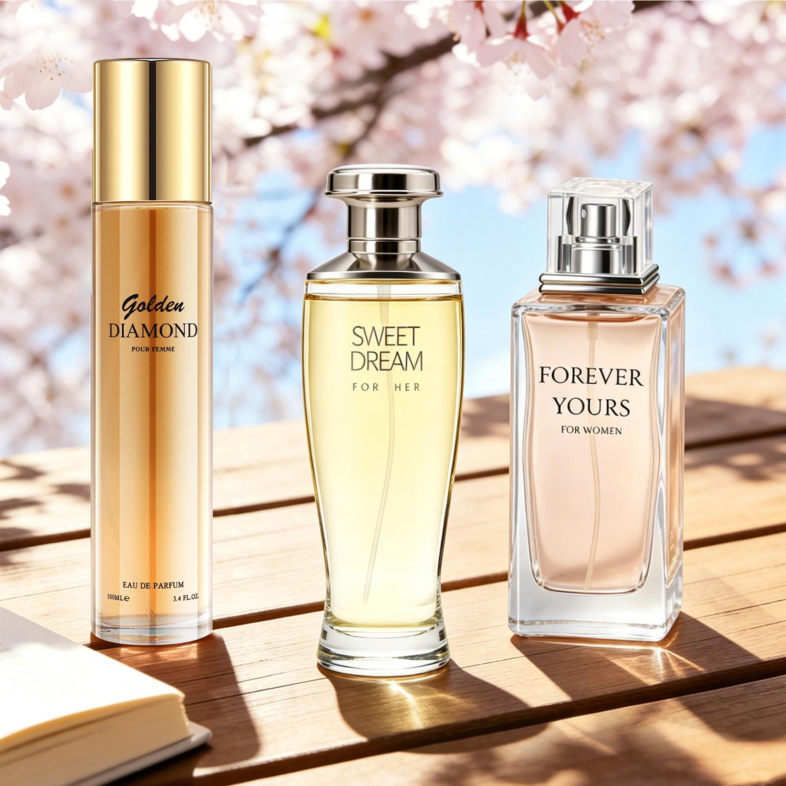 3-Pack Women's EDP, Oriental + Aldehydic Floral + Fruity Floral, Peony Vanilla Jasmine / Aldehydic Lily Tuberose Jasmine / Quince Sorbet Lychee Peach Peony Neroli, Long-Lasting 6-8H, Perfect for Dates Daily Parties Business Gifting, Daily Wear, Spray On S