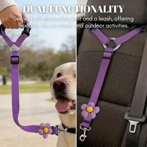 1pc Adjustable 2-in-1 Dog Car Seat Belt, Pet Car Tether Safety Leash for Dogs In Vehicles, Durable Construction, Secure Your Pet's Safety On The Road, Rear Seat Traction Belt, Adjustable Safety Harness