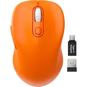 for Laptop, 2.4GHz    with  & Forward Buttons, 3 Adjustable DPI Levels, 6 Buttons, Optical USB Cordless Mice for Windows PC, M01 (Orange)