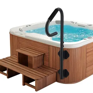 Heavy‑Duty Adjustable Hot Tub Handrail with LED Lights, 360° Non‑Slip Ergonomic Grip Spa Safety Rail, 600 LBS High Weight Capacity, Slide‑Under Stable Base, Durable Indoor Outdoor Hot Tub Safety Grab Bar Support