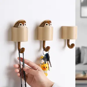 Cute Squirrel Wall Hook – Adhesive Key Holder, Fun Animal Design, Space-Saving Storage for Doors, Kitchen & Kids' Room Décor