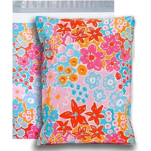 50pcs 14.5x19 Inches Poly Mailers Waterproof & Tear Resistant Mailing Envelopes, Cute Flower Pattern Small Business Shipping Bags for Clothes Gifts
