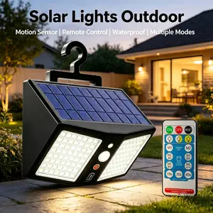Oein Solar Powered Sensor Light 5000LM 360LED Outdoor Security Light, with Remote Control 3-Step Adjustable Color Temperature, 6 Modes, IP65 Waterproof, Battery Level Display Function, Suitable for Patio, Outdoor, Garage，Courtyard
