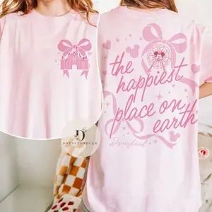 Coquette Bow The Happiest Place on Earth shirt, Pink Coquette Girls trip Magical Castle shirt ARTI7