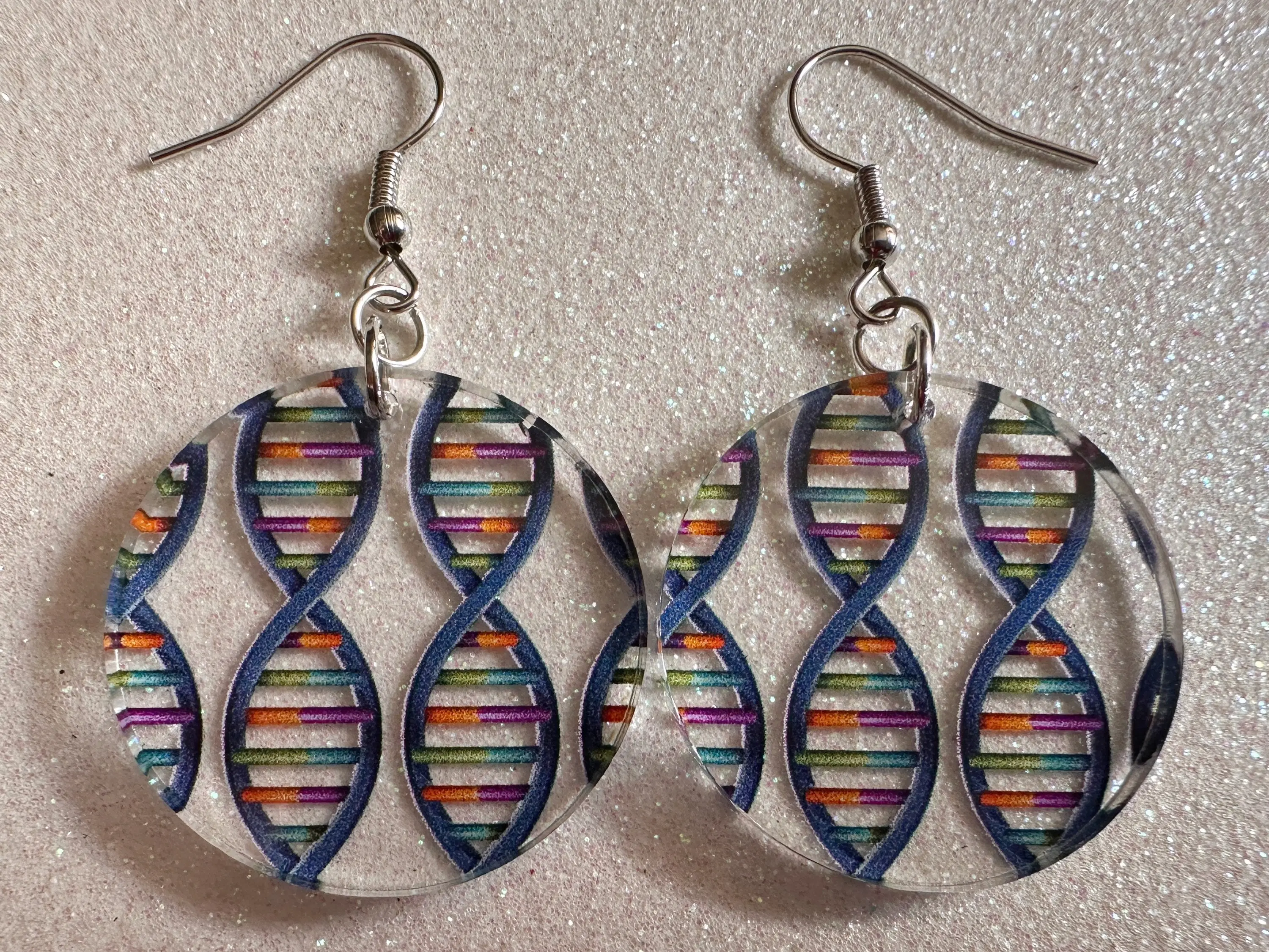 DNA Strand Earrings: Laser Cut Acrylic Science Earrings, Genes, Scientist, Biology, Genome, Doctor, Best Gifts for Her/Him/Them