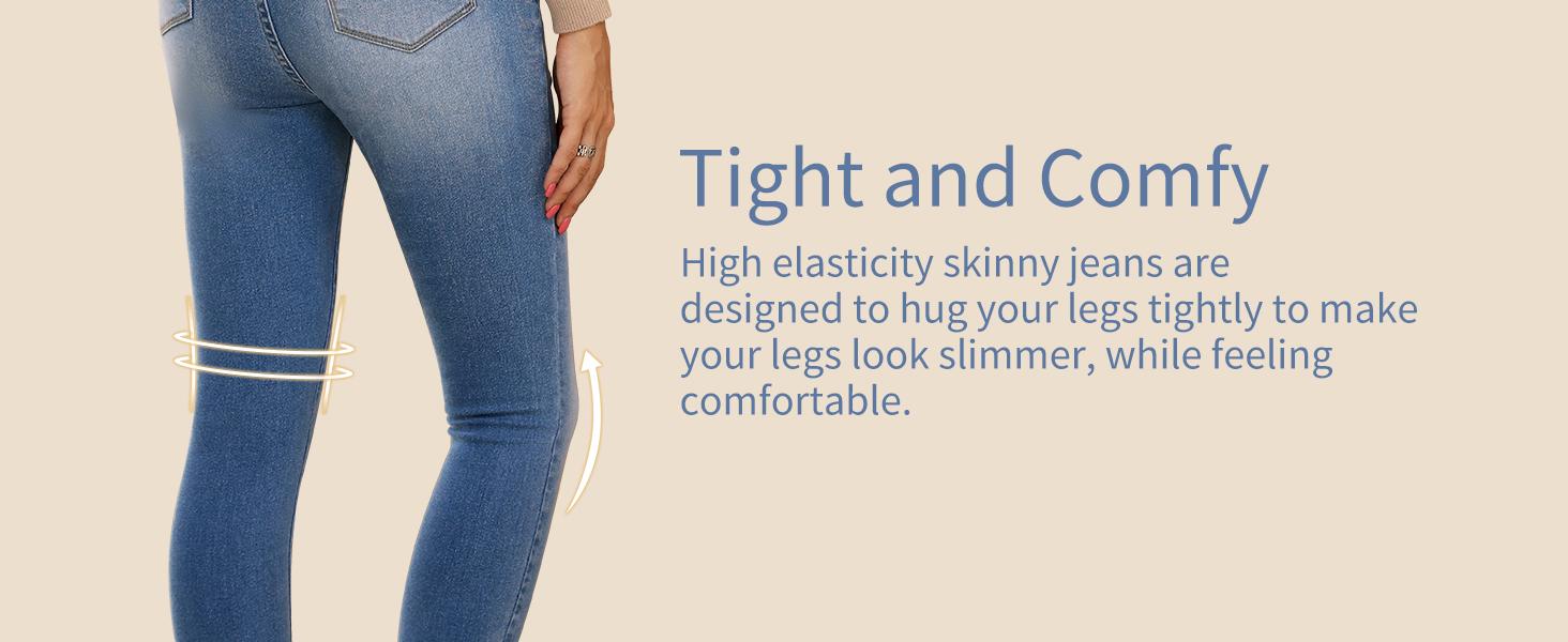 GRAPENT Skinny Jeans for Women High Waist Stretchy Classic High Rise Slimming Jeggings Denim Trousers Pants Womenswear Bottoms SpringStatements