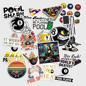 Sticker Pack 20 pcs Billiards Pool Stickers, Cue Ball Game Vinyl Decals