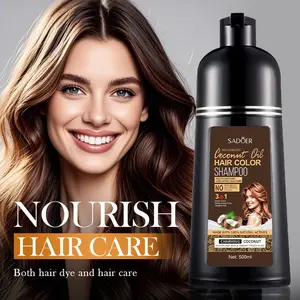 3 in 1 Hair Dye Shampoo - Can cover gray hairs,Herbal Ingredients,Contains Coconut oil  Extract,Natural Haircoloring, black /brown hairdye