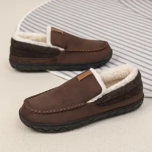 Footwear Slip-on loafers with plush fur, fine stitching, velvet trim, decorative strips, warm every step, unisex couple's style Walking Shoes Shoe Flat Slipon Tactical Black