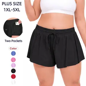 COOTRY Plus Size Flowy Athletic Shorts for Women 2 in 1 High Waist Butterfly Shorts Workout Running Tennis Shorts Summer | plus size clothes | plus size fashion tiktokshopspringglowup