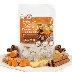 Turmeric Ginger Cinnamon Tea Bags, 120 Count (240g) | All-Natural Caffeine-Free Warm Spicy Herbal Blend Sachets, Easy Brew for Daily Comfort