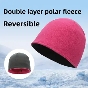 Fleece Reversible Pullover Hat Autumn Winter Outdoor Warm Anti-Cold Winter Hat Cycling Running Hat Adult Reversible Wearable